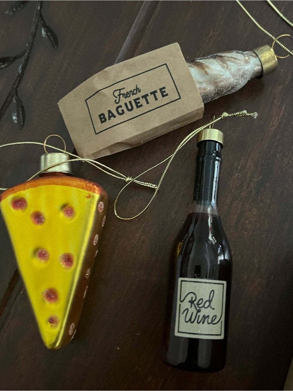 French Baguette , Wine and Cheese slice Holiday Ornaments - Home Party Supplies